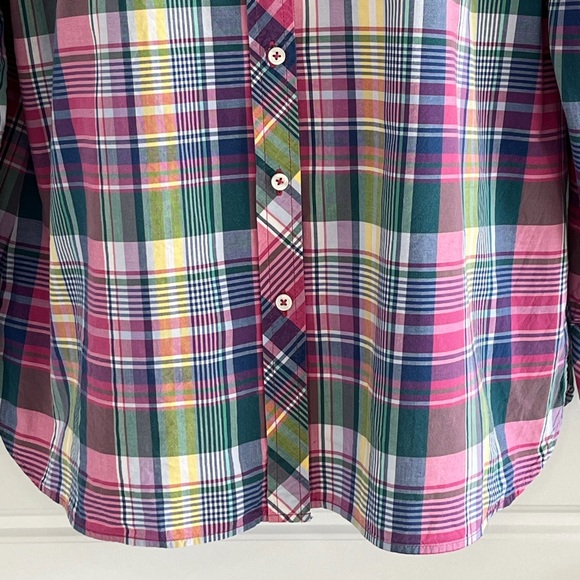 Talbots Madras Classic Cotton Shirt Plaid Button Up Shirt Timeless Style Size XL - Picture 4 of 14